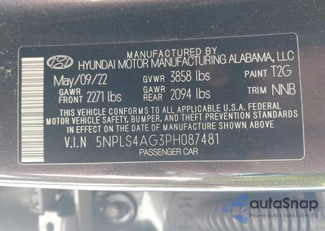 2023 Hyundai Elantra Sel from USA, damaged, VIN 5NPLS4AG3PH087481